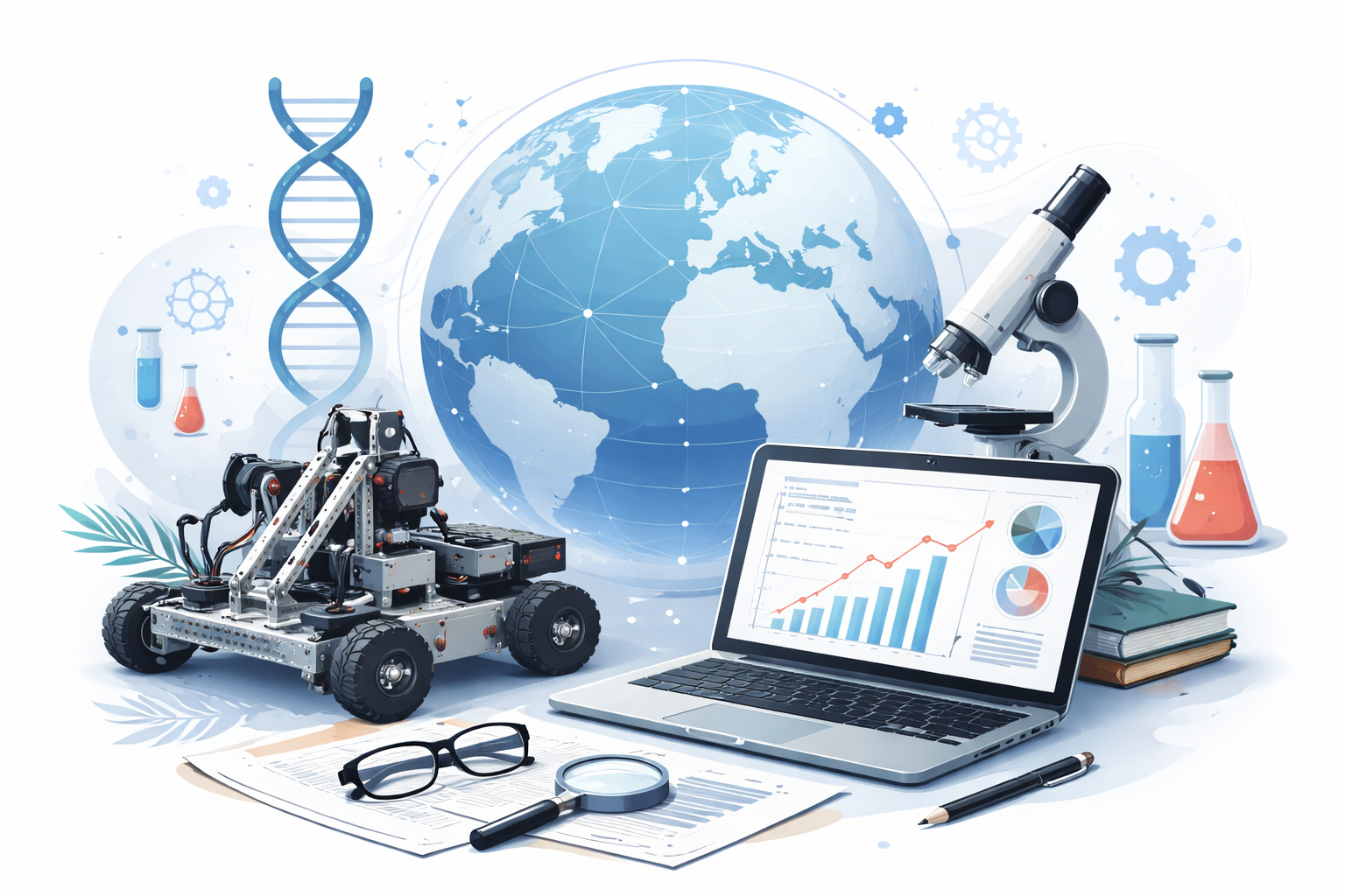 Students working on academic research